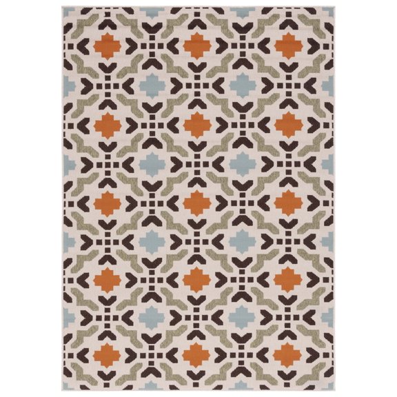 SAFAVIEH Veranda Branson Geometric Indoor/Outdoor Area Rug, Cream/Terracotta, 2' x 3'7"