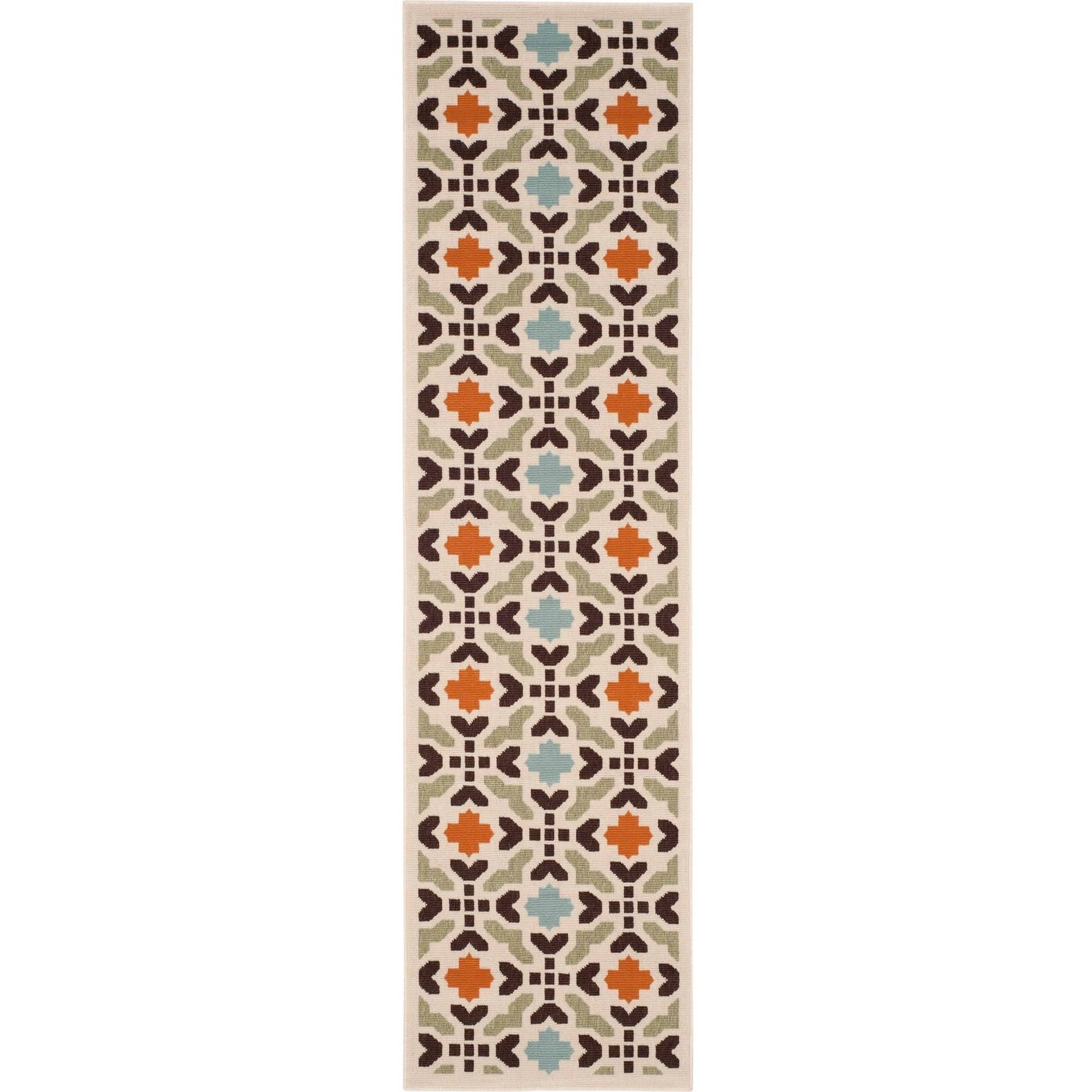 Terracotta Floral Synthetic Reversible Runner Rug 2'3" x 8'