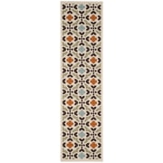 SAFAVIEH Veranda Branson Geometric Indoor/Outdoor Runner Rug, Cream/Terracotta, 2'3" x 6'7"