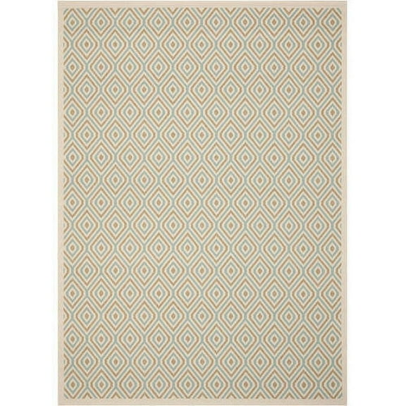 SAFAVIEH Veranda Candis Geometric Indoor/Outdoor Area Rug, 2'7" x 5', Cream/Aqua