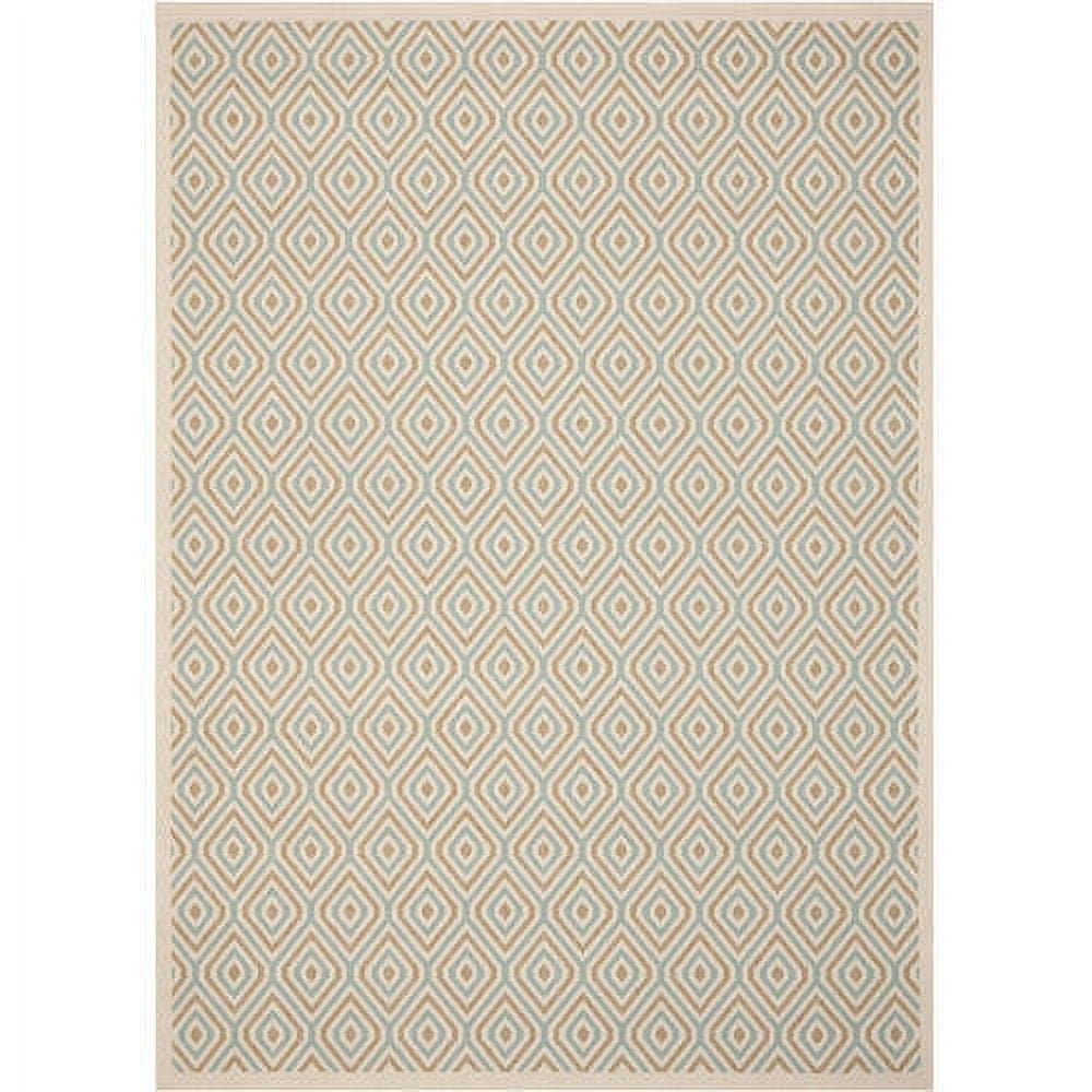 Rectangular Off-White Stain-Resistant Synthetic Area Rug