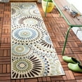 thumbnail image 1 of SAFAVIEH Veranda Cream/Blue Geometric Floral Outdoor Rug, 2'3" X 12', Water Resistant, 1 of 1