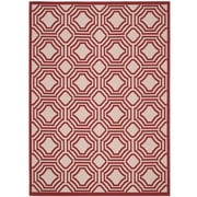 SAFAVIEH Veranda Deco Trellis Rubye Geometric Indoor/Outdoor Area Rug, 6'7" x 9', Red/Cream
