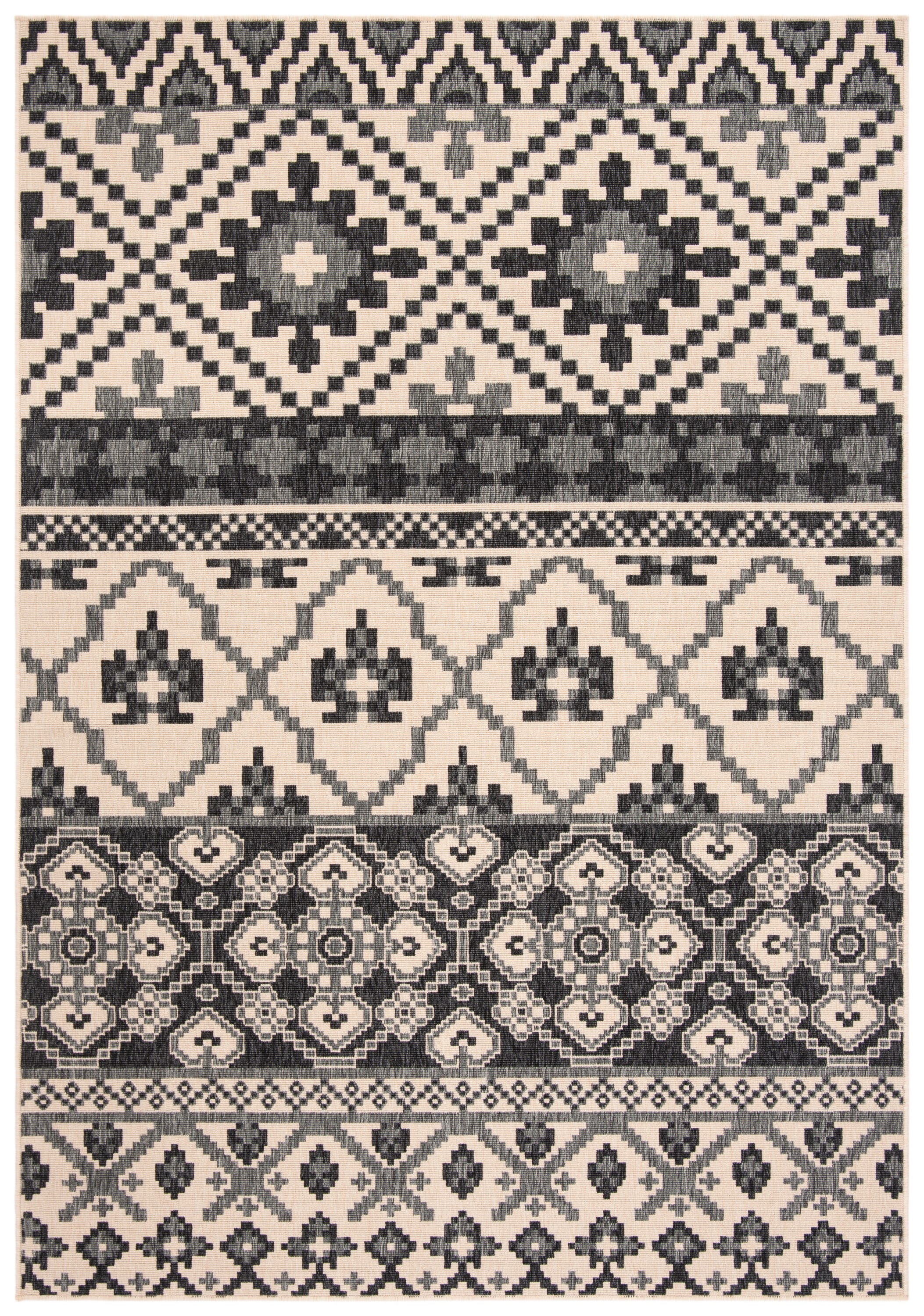 SAFAVIEH Veranda Dogon Geometric Indoor/Outdoor Area Rug, Beige/Grey, 2'7" x 5'