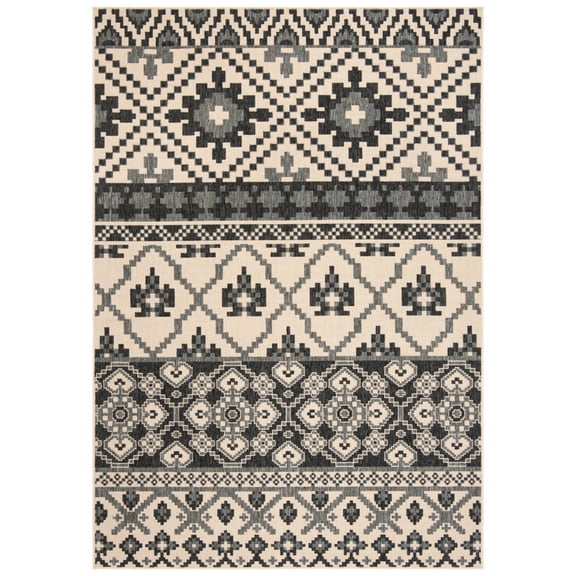 SAFAVIEH Veranda Dogon Geometric Indoor/Outdoor Area Rug, Beige/Grey, 2' x 3'7"