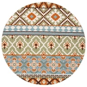 SAFAVIEH Veranda Dogon Geometric Indoor/Outdoor Area Rug, Green/Terracotta, 5'3" x 5'3" Round