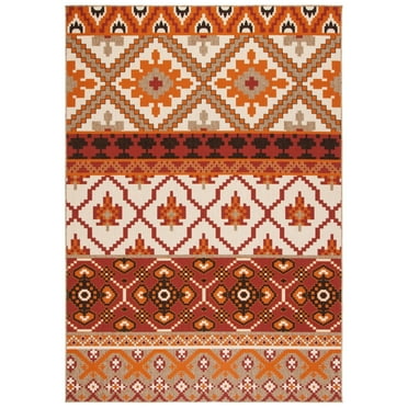 SAFAVIEH Veranda Dogon Geometric Indoor/Outdoor Area Rug, Red/Beige, 2'7" x 5'
