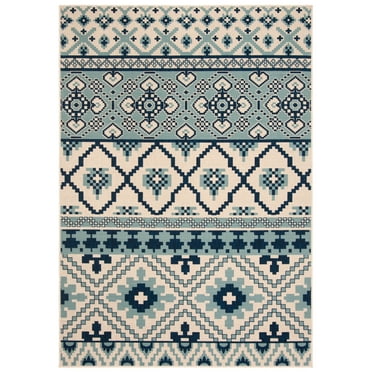 SAFAVIEH Veranda Dogon Geometric Indoor/Outdoor Area Rug, Turquoise/Blue, 2'7" x 5'