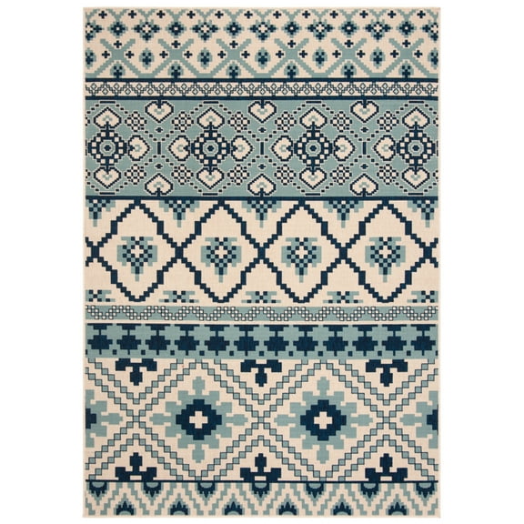 SAFAVIEH Veranda Dogon Geometric Indoor/Outdoor Area Rug, Turquoise/Blue, 2'7" x 5'