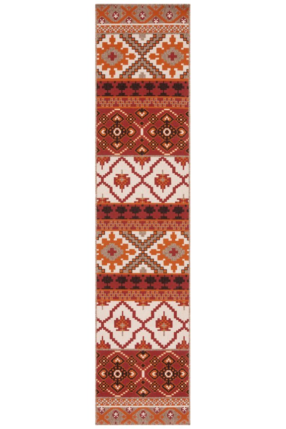 Veranda Dogon Geometric Indoor/Outdoor Runner Rug, Red/Beige, 2'3" x 6'