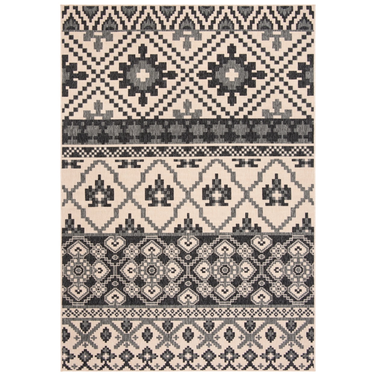 SAFAVIEH Veranda Dogon Southwestern Indoor/Outdoor Area Rug, 5'3" x 7'7", Beige/Grey
