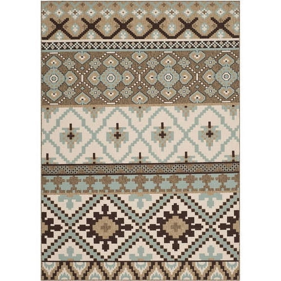 SAFAVIEH Veranda Dogon Southwestern Indoor/Outdoor Area Rug, 5'3" x 7'7", Cream/Brown