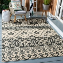 SAFAVIEH Veranda Dogon Southwestern Indoor/Outdoor Area Rug, 6'7" x 6'7" Square, Beige/Grey