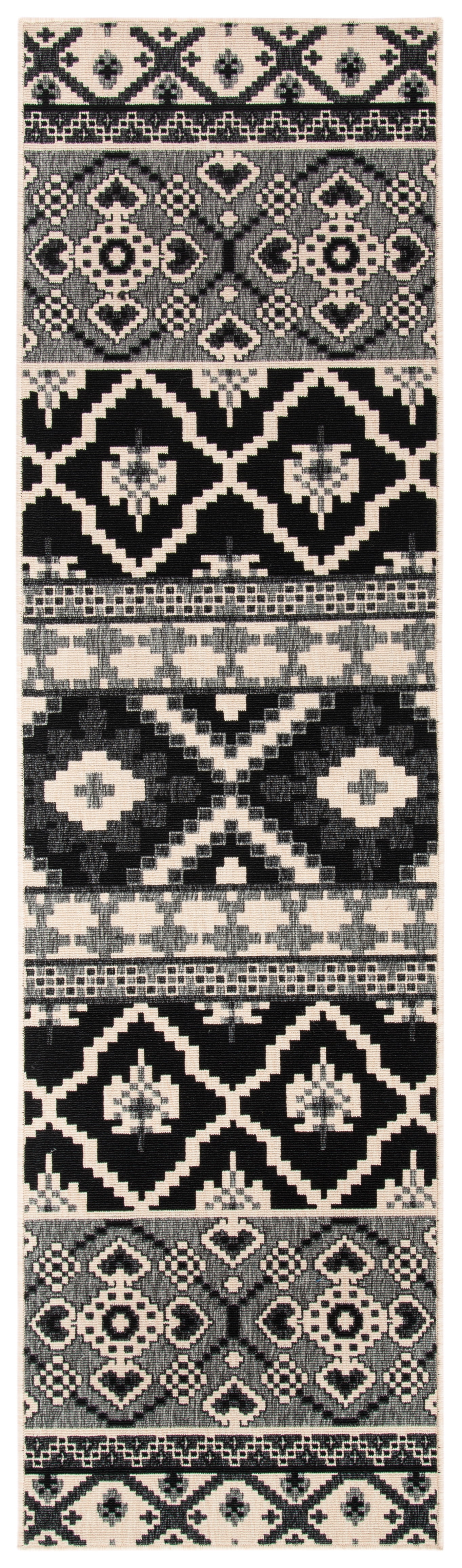 SAFAVIEH Veranda Dogon Southwestern Indoor/Outdoor Runner Rug, 2'3" x 10', Black/Beige