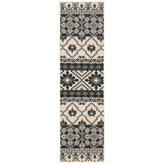 SAFAVIEH Veranda Dogon Southwestern Indoor/Outdoor Runner Rug, 2'3" x 12', Beige/Grey