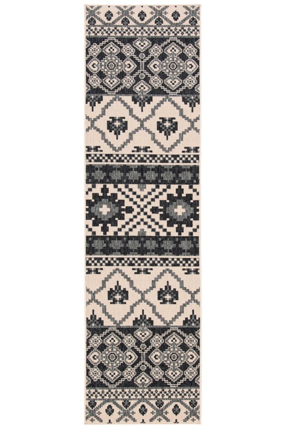 Veranda Dogon Southwestern Indoor/Outdoor Runner Rug, 2'3" x 6', Beige/Grey