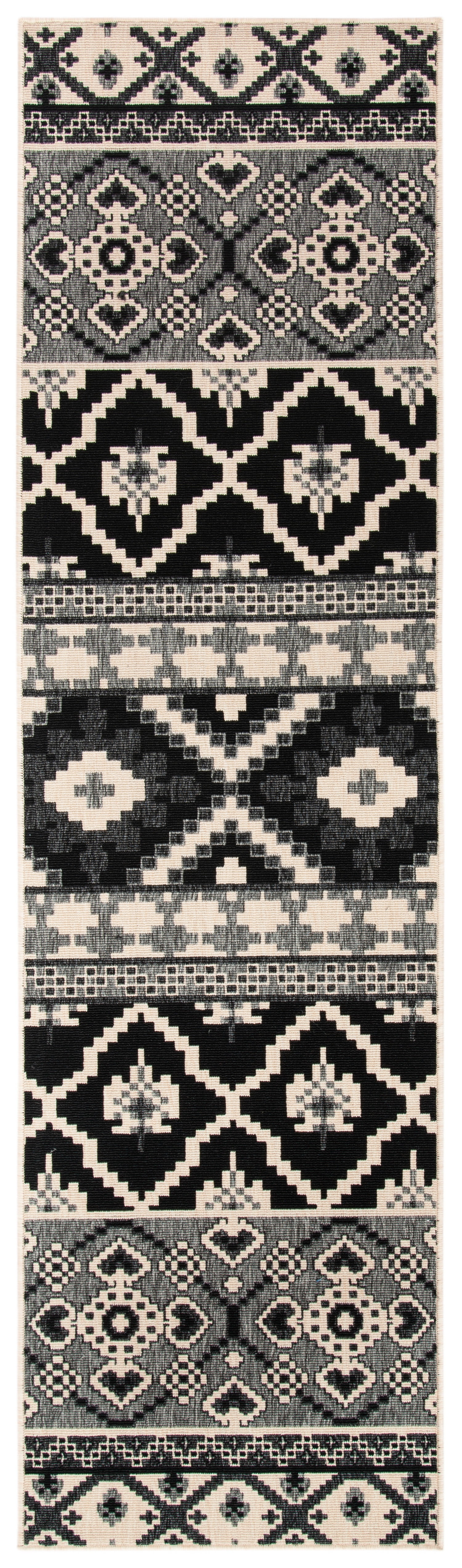 SAFAVIEH Veranda Dogon Southwestern Indoor/Outdoor Runner Rug, 2'3" x 8', Black/Beige
