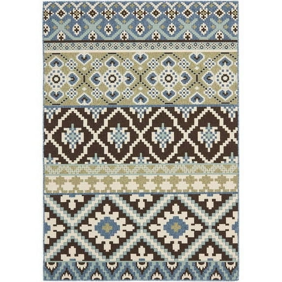 SAFAVIEH Veranda Dogon Southwestern Indoor/Outdoor Runner Rug, 2'3" x 8', Chocolate/Blue