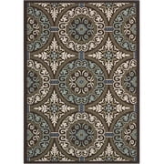 SAFAVIEH Veranda Durga Geometric Indoor/Outdoor Area Rug, 5'3" x 7'7", Chocolate/Cream