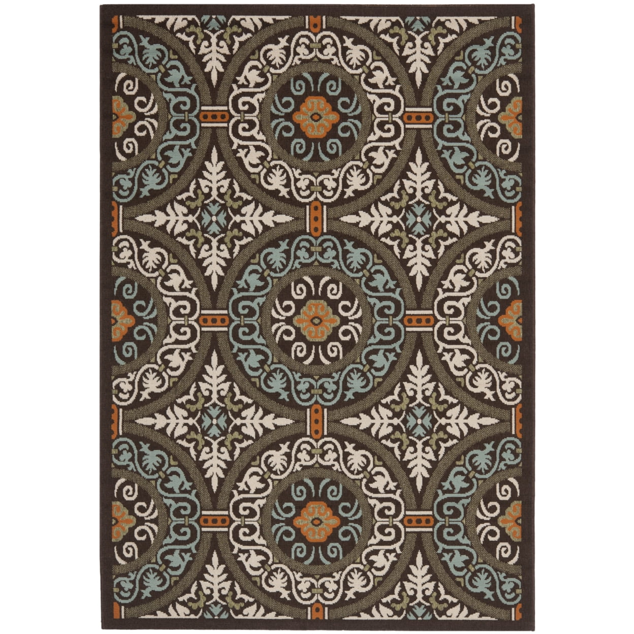 Durga Rugs SAFAVIEH Veranda Durga Geometric Indoor/Outdoor Area Rug, Chocolate ...