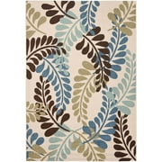 SAFAVIEH Veranda Earleen Floral Indoor/Outdoor Area Rug, 4' x 5'7", Cream/Aqua