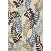 SAFAVIEH Veranda Earleen Floral Indoor/Outdoor Area Rug, 5'3" x 7'7", Cream/Aqua