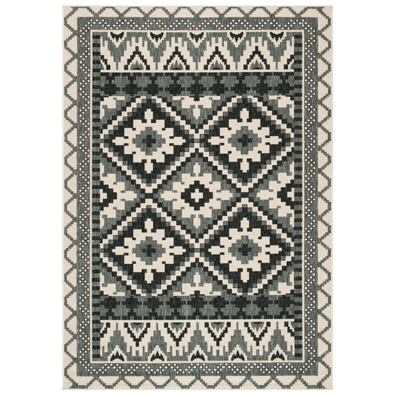 SAFAVIEH Veranda Johann Geometric Indoor/Outdoor Area Rug, Beige/Grey, 2'7" x 5'