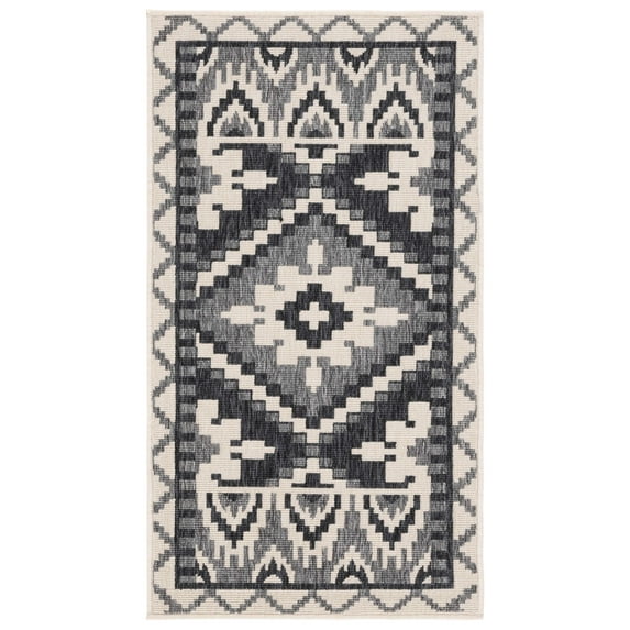 SAFAVIEH Veranda Johann Geometric Indoor/Outdoor Area Rug, Beige/Grey, 2' x 3'7"