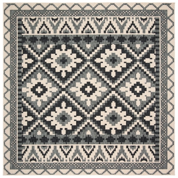 SAFAVIEH Veranda Johann Geometric Indoor/Outdoor Area Rug, Beige/Grey, 3' x 3' Square