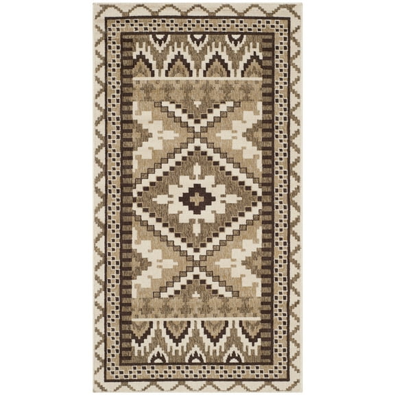 SAFAVIEH Veranda Johann Geometric Indoor/Outdoor Area Rug, Creme/Brown, 2' x 3'7"