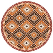 SAFAVIEH Veranda Johann Geometric Indoor/Outdoor Area Rug, Rust/Red, 3' x 3' Round