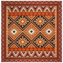 SAFAVIEH Veranda Johann Geometric Indoor/Outdoor Area Rug, Rust/Red, 3' x 3' Square