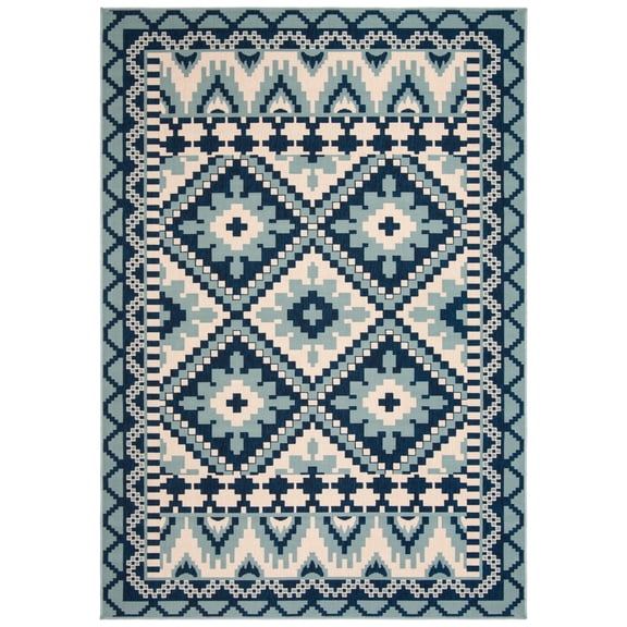 SAFAVIEH Veranda Johann Geometric Indoor/Outdoor Area Rug, Turquoise/Blue, 8' x 10'