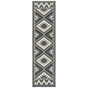 SAFAVIEH Veranda Johann Geometric Indoor/Outdoor Runner Rug, Grey/Beige, 2'3" x 14'