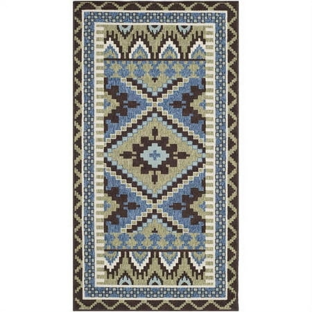 SAFAVIEH Veranda Johann Southwestern Indoor/Outdoor Area Rug, 2'7" x 5', Green/Chocolate