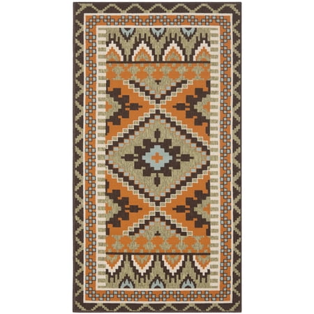SAFAVIEH Veranda Johann Southwestern Indoor/Outdoor Area Rug, 2' x 3'7", Green/Terracotta