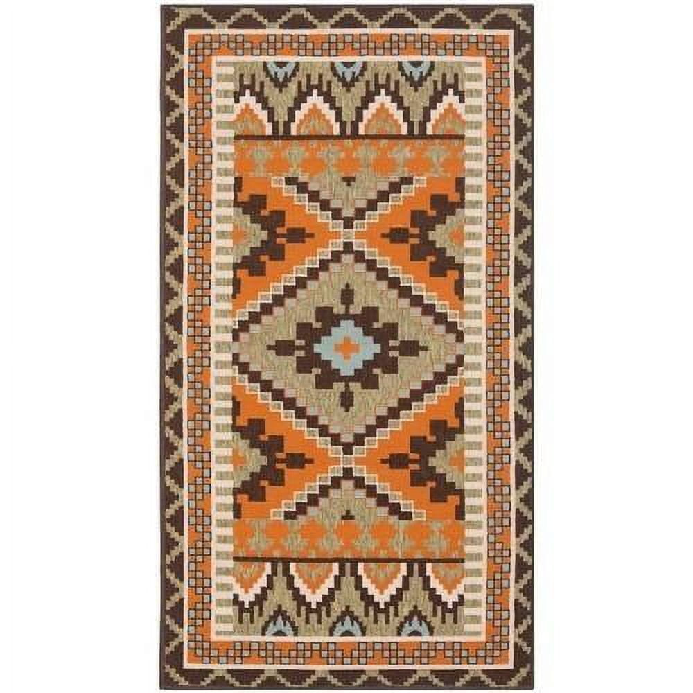 Veranda Easy-Care Round Blue Synthetic 47" Indoor/Outdoor Rug