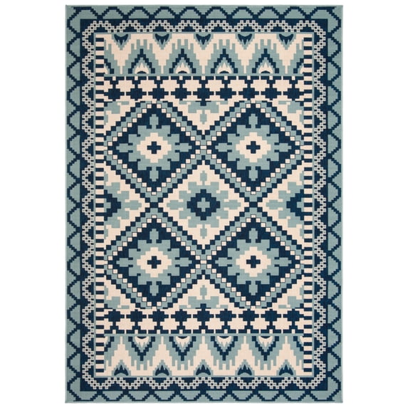 SAFAVIEH Veranda Johann Southwestern Indoor/Outdoor Area Rug, 4' x 5'7", Turquoise/Blue