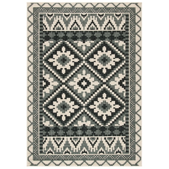 SAFAVIEH Veranda Johann Southwestern Indoor/Outdoor Area Rug, 5'3" x 7'7", Beige/Grey