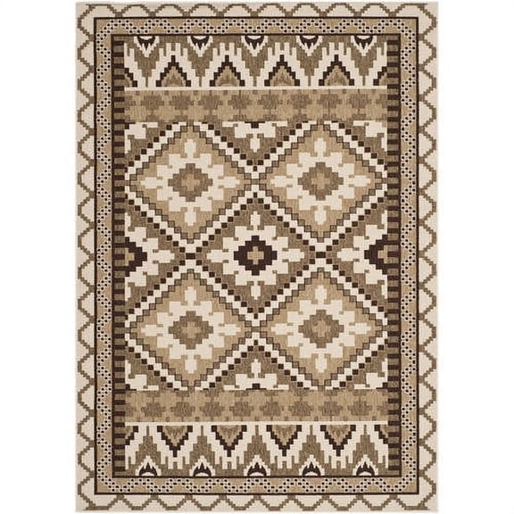 SAFAVIEH Veranda Johann Southwestern Indoor/Outdoor Area Rug, 5'3" x 7'7", Cream/Brown