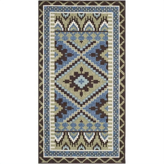 SAFAVIEH Veranda Johann Southwestern Indoor/Outdoor Area Rug, 5'3" x 7'7", Green/Chocolate