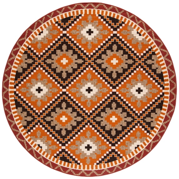 SAFAVIEH Veranda Johann Southwestern Indoor/Outdoor Area Rug, 6'7" x 6'7" Round, Rust/Red