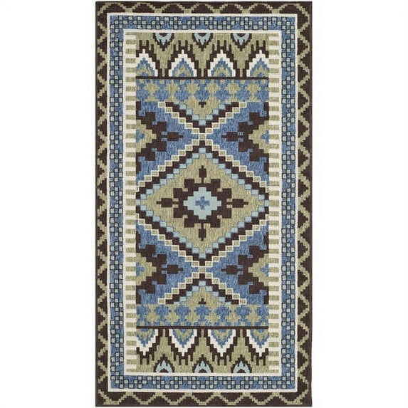 SAFAVIEH Veranda Johann Southwestern Indoor/Outdoor Area Rug, 6'7" x 9'6", Green/Chocolate