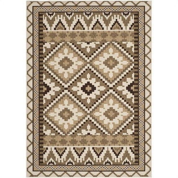 SAFAVIEH Veranda Johann Southwestern Indoor/Outdoor Area Rug, 8' x 11'2", Cream/Brown
