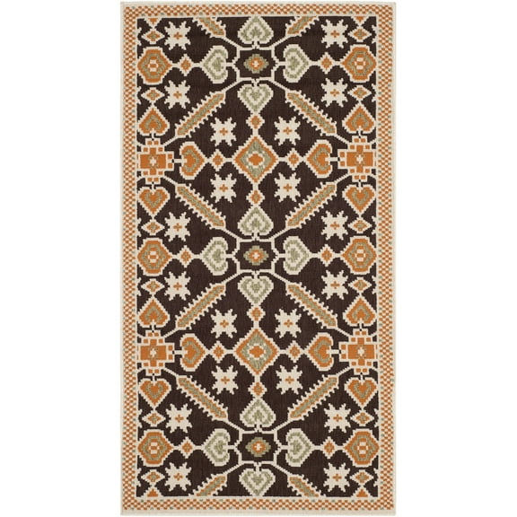 SAFAVIEH Veranda Leptis Geometric Indoor/Outdoor Area Rug, 2'7" x 5', Chocolate/Terracotta
