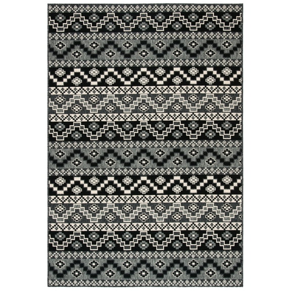 SAFAVIEH Veranda Luwig Geometric Indoor/Outdoor Area Rug, Black/Beige, 2' x 3'7"