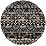 SAFAVIEH Veranda Luwig Geometric Indoor/Outdoor Area Rug, Black/Beige, 3' x 3' Round