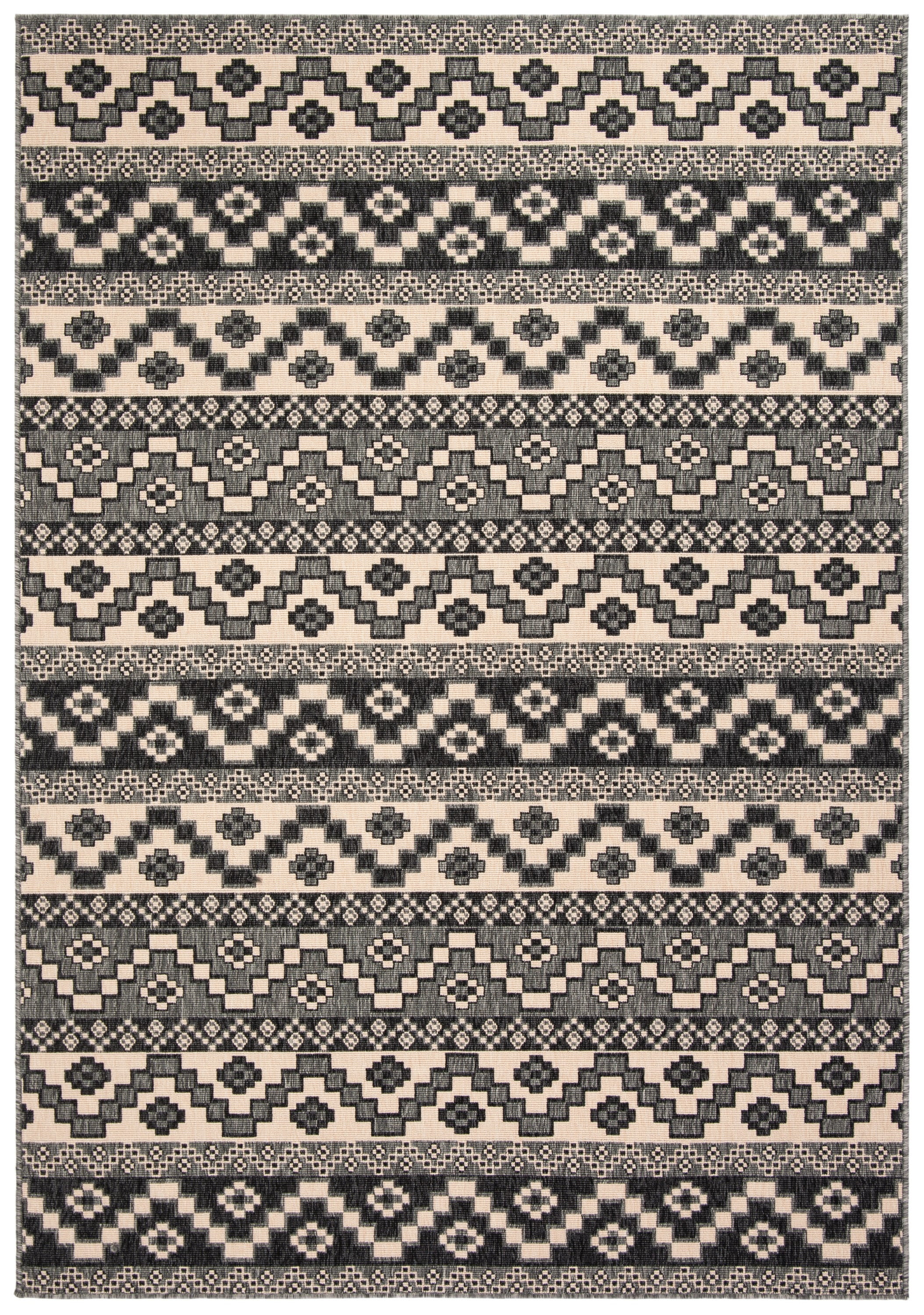 SAFAVIEH Veranda Luwig Geometric Indoor/Outdoor Area Rug, Grey/Beige, 2'7" x 5'