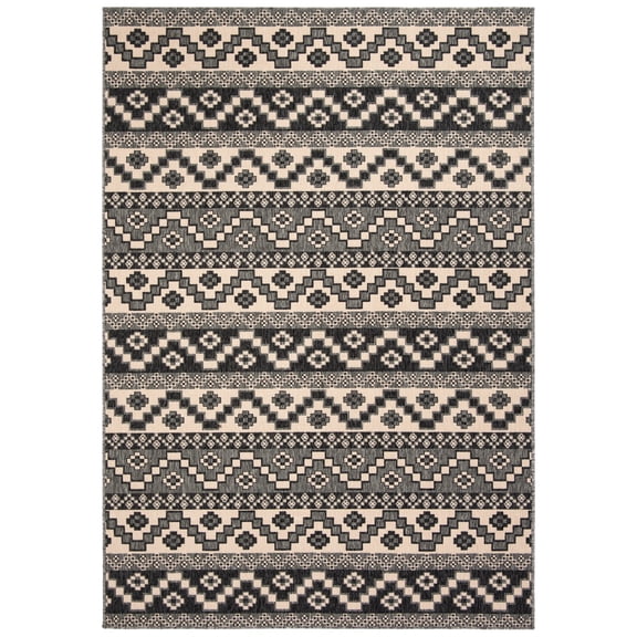 SAFAVIEH Veranda Luwig Geometric Indoor/Outdoor Area Rug, Grey/Beige, 2'7" x 5'