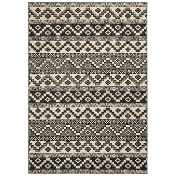 SAFAVIEH Veranda Luwig Geometric Indoor/Outdoor Area Rug, Grey/Beige, 2'7" x 5'